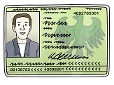 Bild von einem Personalausweis&nbsp;&copy;&nbsp;Lebenshilfe für Menschen mit geistiger Behinderung Bremen e.V., Illustrator Stefan Albers, Atelier Fleetinsel, 2013