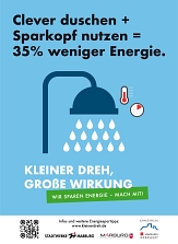 Clever duschen und Sparkopf nutzen spart 35 Prozent Energie. © SWMR