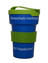 Das Foto zeigt den Klimaschutz-Kaffeebecher: "Klimaschutz statt Pappbecher" © Universitätsstadt Marburg