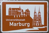 Schild Universitätsstadt Marburg mit Schloss und E-Kirche © Rainer Kieselbach
