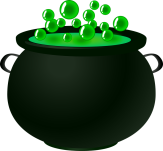 Schwarzer Kessel, in dem eine grüne Flüssigkeit blubbert © Pixabay